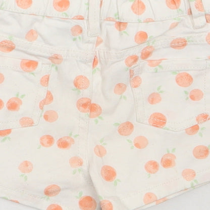 Primark Girls White  Cotton Cropped Jeans Size 12-18 Months  Snap