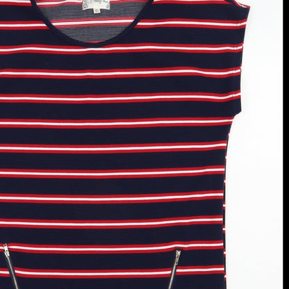 Vouley Vous Womens Blue Striped Viscose T-Shirt Dress  Size XL  Scoop Neck Pullover