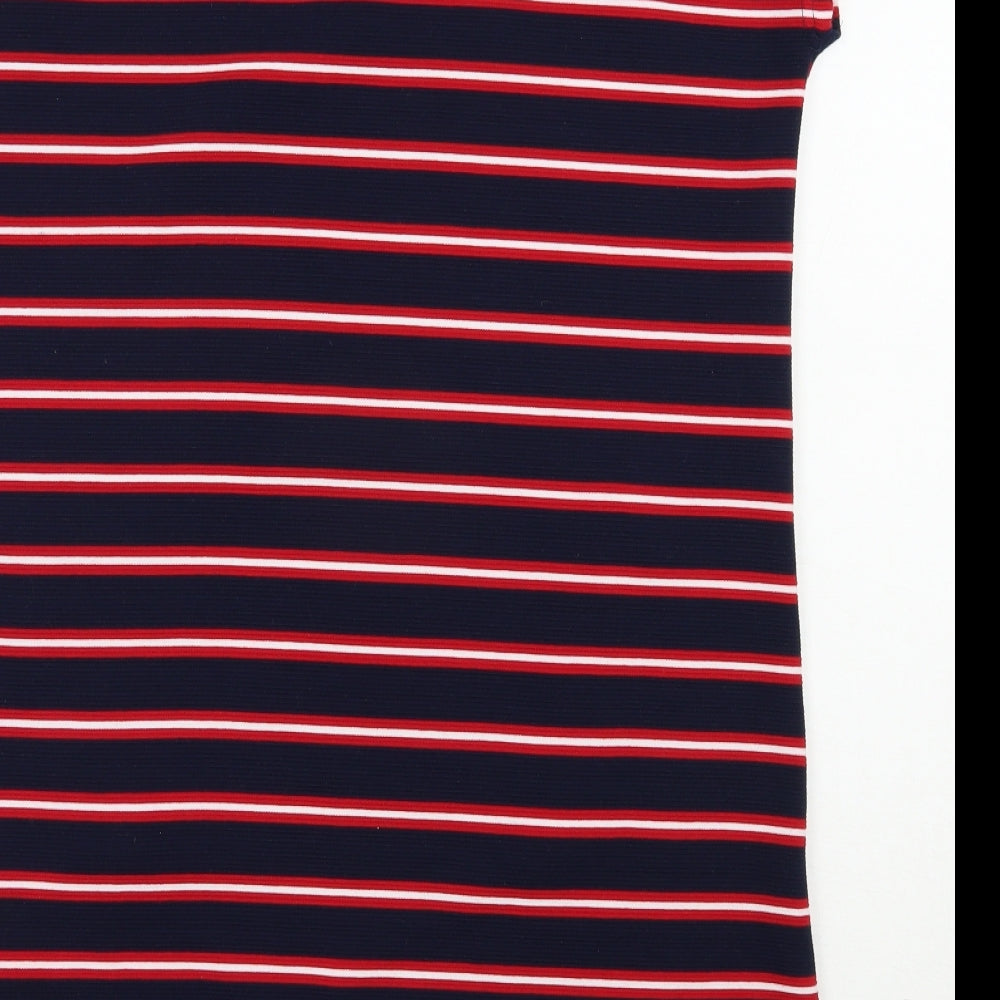 Vouley Vous Womens Blue Striped Viscose T-Shirt Dress  Size XL  Scoop Neck Pullover