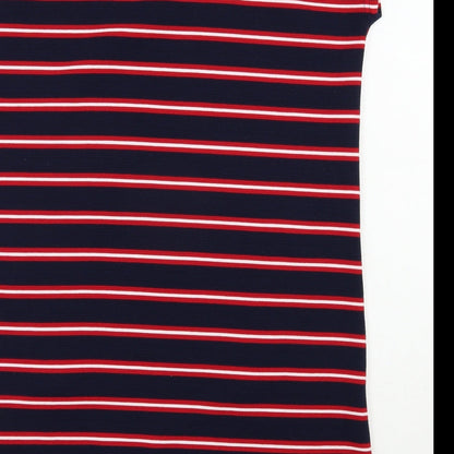 Vouley Vous Womens Blue Striped Viscose T-Shirt Dress  Size XL  Scoop Neck Pullover