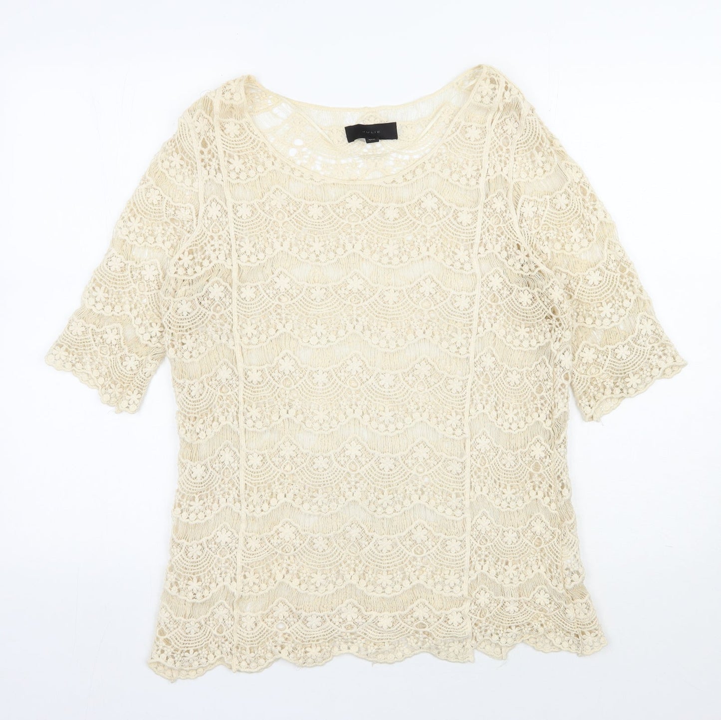 Womens UK Size S Julie Beige Basic Blouse