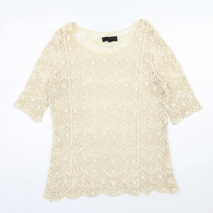 Womens UK Size S Julie Beige Basic Blouse