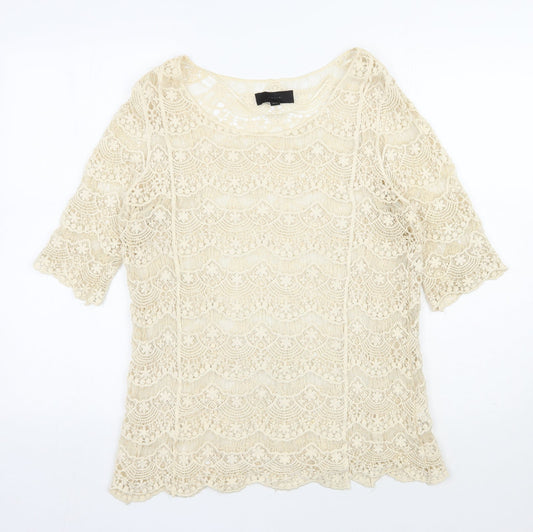 Womens UK Size S Julie Beige Basic Blouse