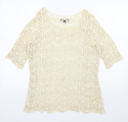 Womens UK Size S Julie Beige Basic Blouse