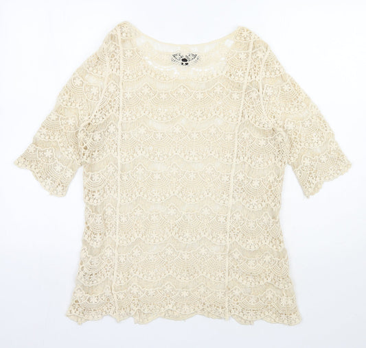 Womens UK Size S Julie Beige Basic Blouse