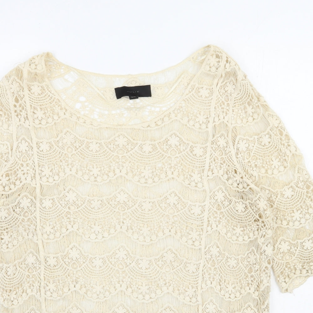 Womens UK Size S Julie Beige Basic Blouse