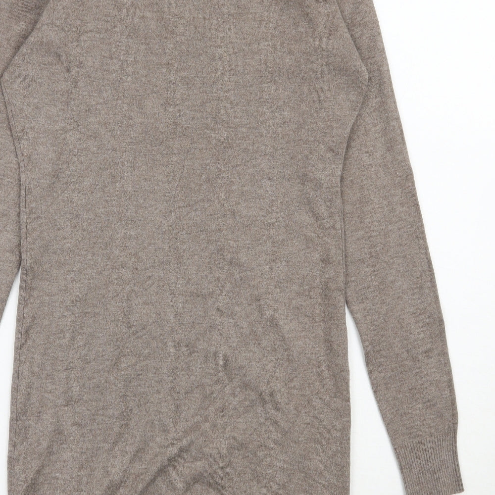 Beauty Womens Brown V-Neck  Viscose Pullover Jumper Size S
