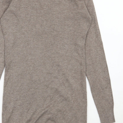 Beauty Womens Brown V-Neck  Viscose Pullover Jumper Size S