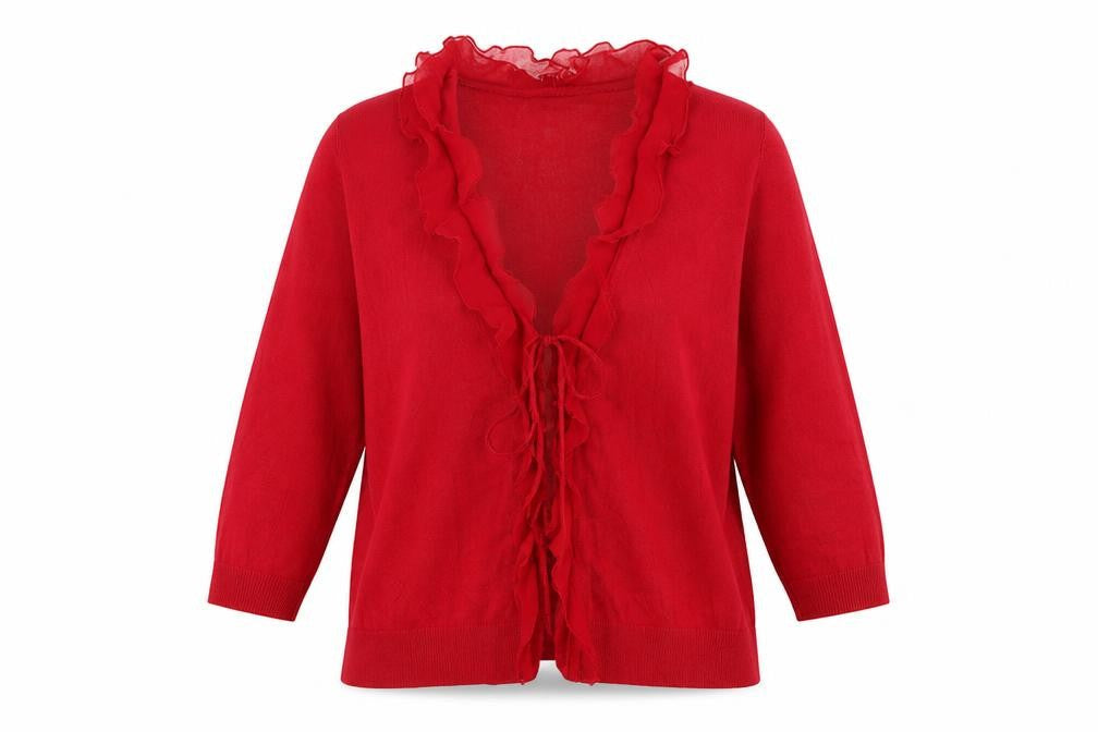 Womens UK Size M Planet Red Cardigan Jumper