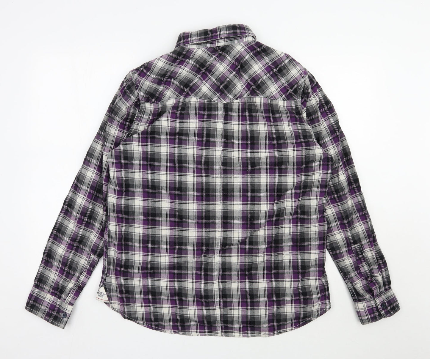 UNION MADE Mens Grey Plaid Cotton  Button-Up Size L Collared Button