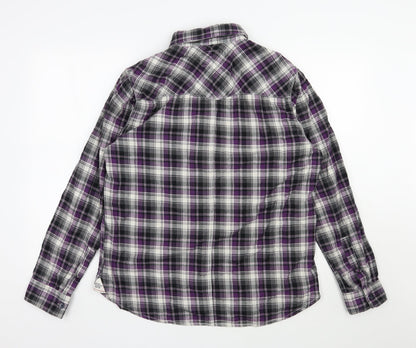 UNION MADE Mens Grey Plaid Cotton  Button-Up Size L Collared Button