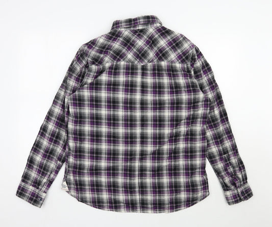 UNION MADE Mens Grey Plaid Cotton  Button-Up Size L Collared Button