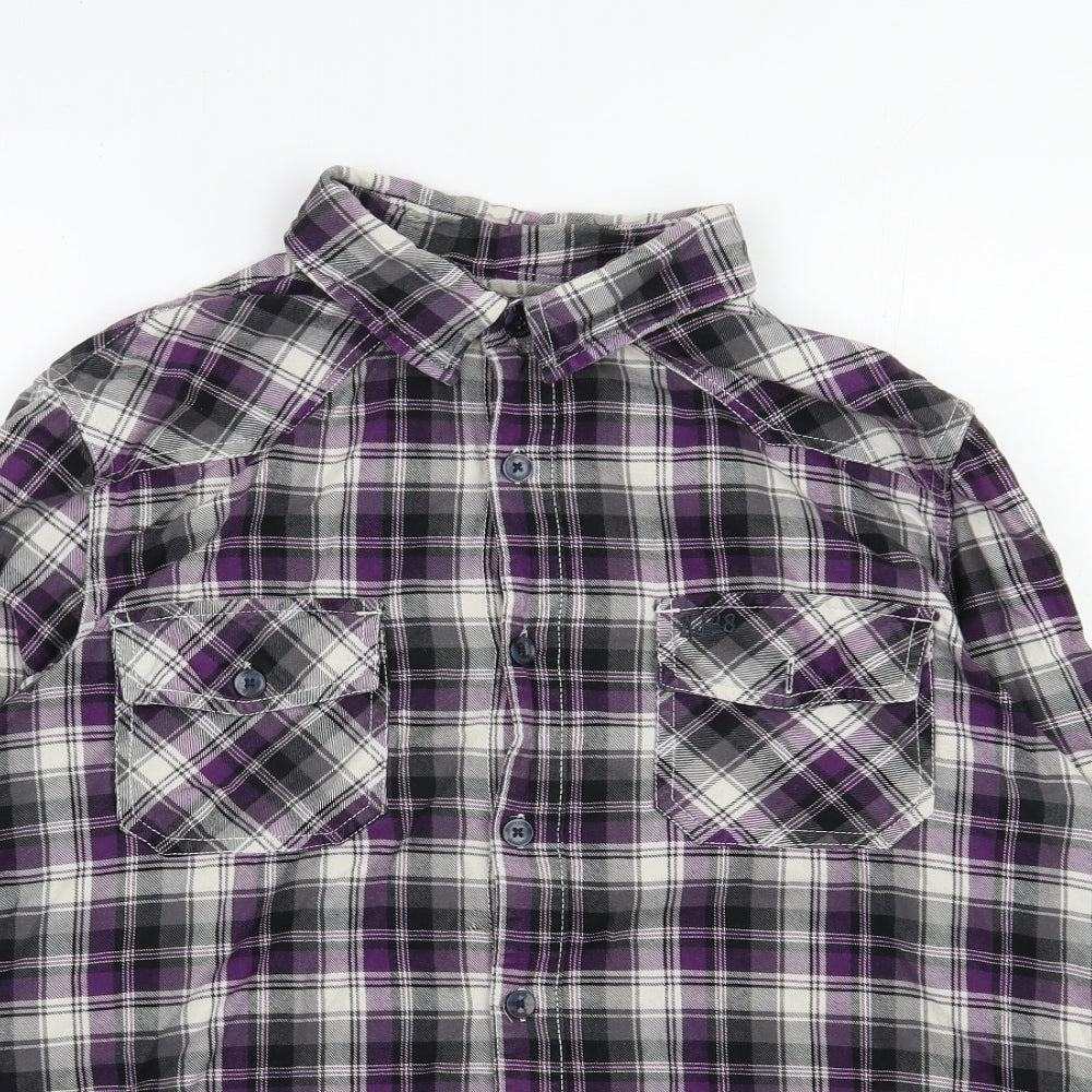 UNION MADE Mens Grey Plaid Cotton  Button-Up Size L Collared Button