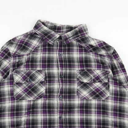 UNION MADE Mens Grey Plaid Cotton  Button-Up Size L Collared Button