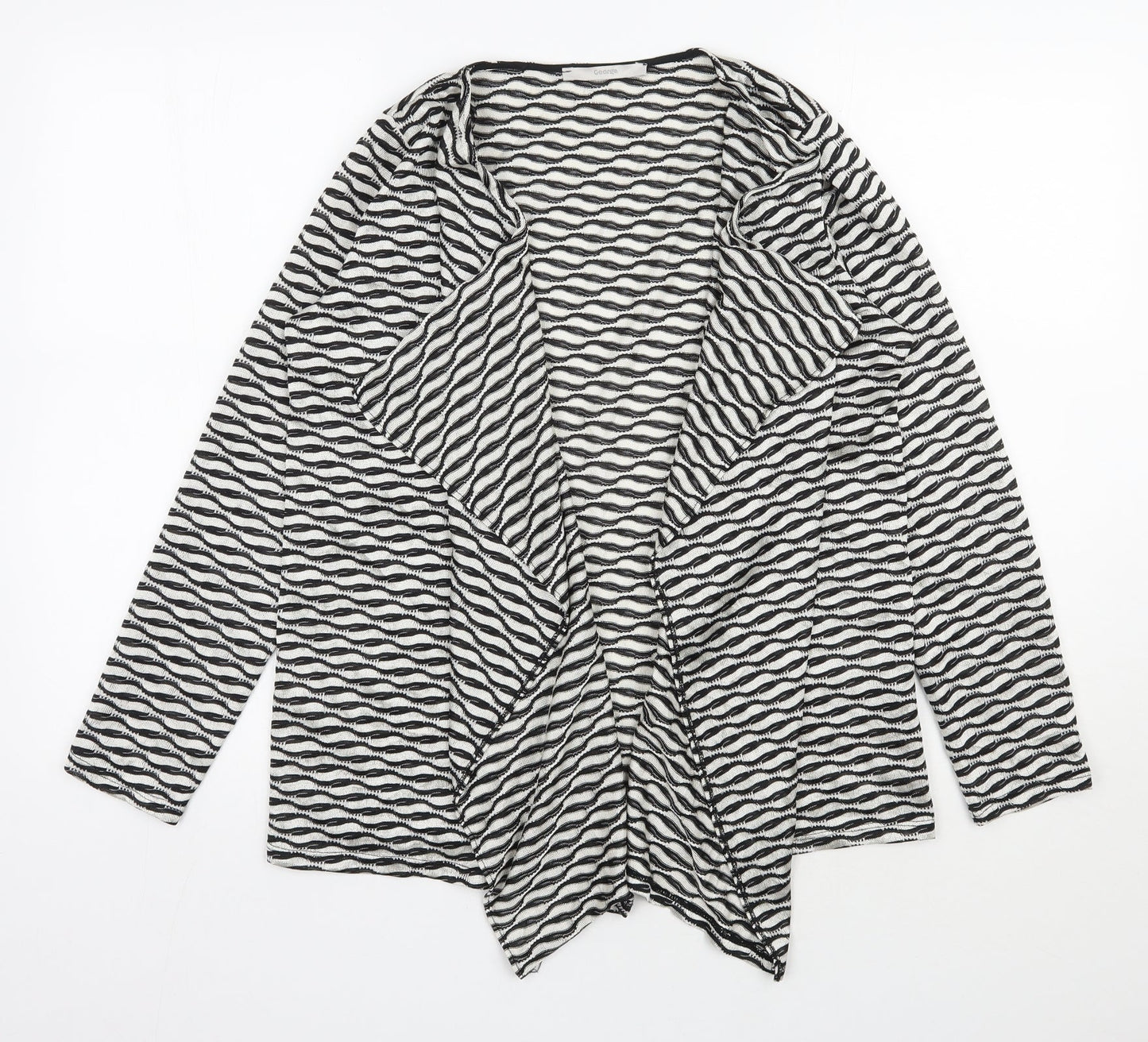 George Womens Beige V-Neck Geometric Polyester Cardigan Jumper Size 12