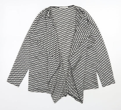 George Womens Beige V-Neck Geometric Polyester Cardigan Jumper Size 12