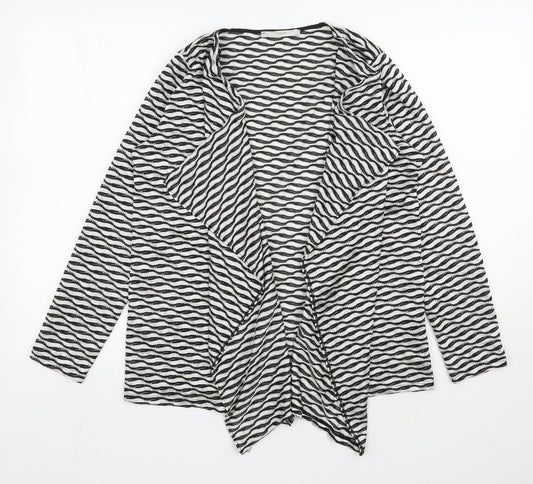 George Womens Beige V-Neck Geometric Polyester Cardigan Jumper Size 12