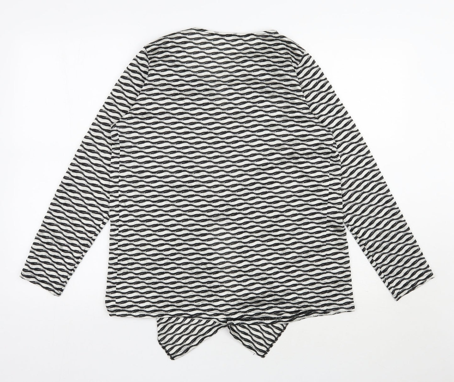 George Womens Beige V-Neck Geometric Polyester Cardigan Jumper Size 12