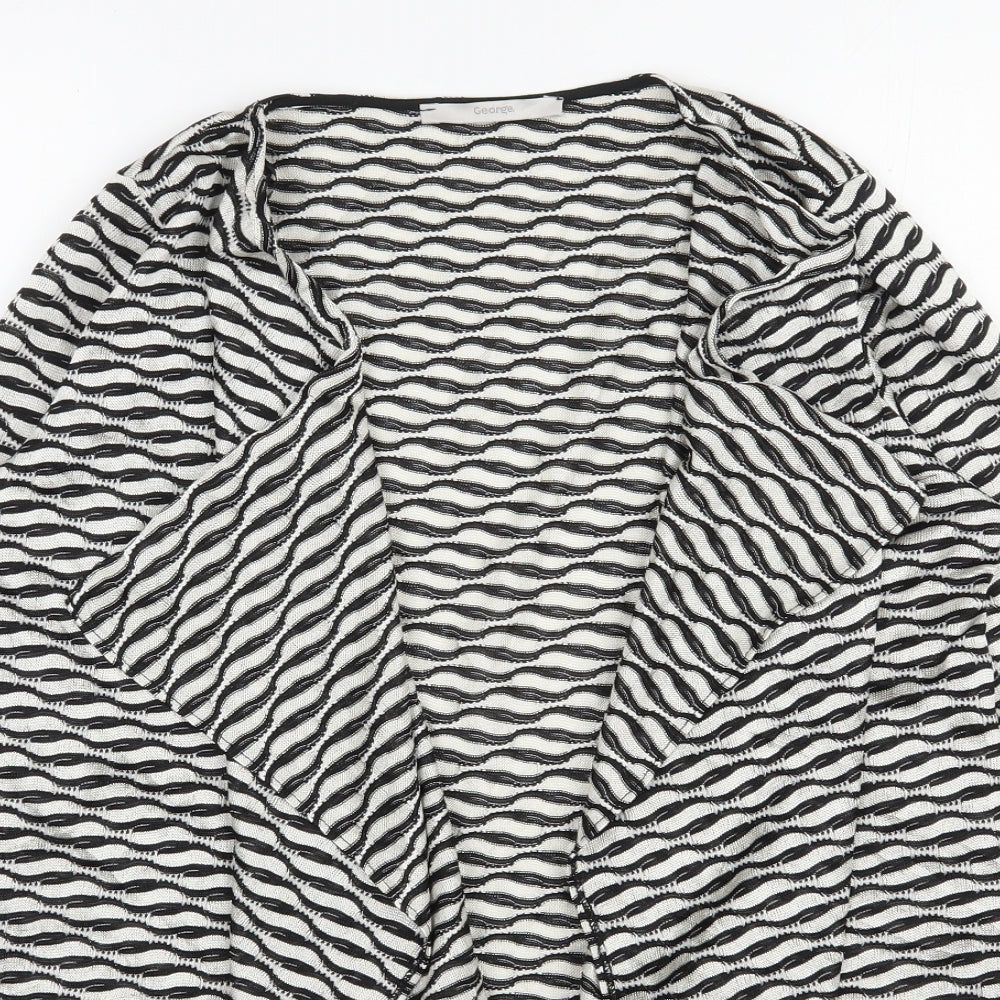 George Womens Beige V-Neck Geometric Polyester Cardigan Jumper Size 12