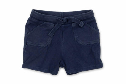 Front view of F&F boys’ black 100% cotton cropped leggings, size 18-24, months drawstring