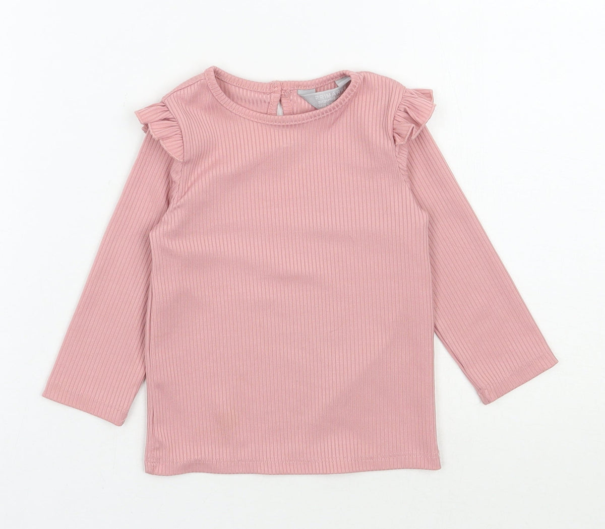 Additional front view of Primark girls’ pink polyester pullover casual, size 9-12, months round neck pullover