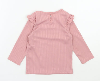 Back view of Primark girls’ pink polyester pullover casual, size 9-12, months round neck pullover