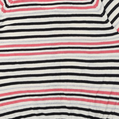 Nougat Womens Ivory Scoop Neck Striped Cotton Cardigan Jumper Size 4