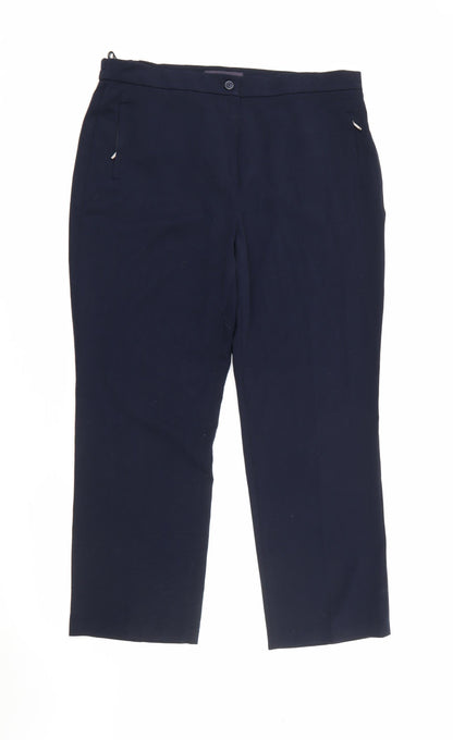 Womens UK Size 14 Marks and Spencer Regular Fit Carrot Blue Trousers