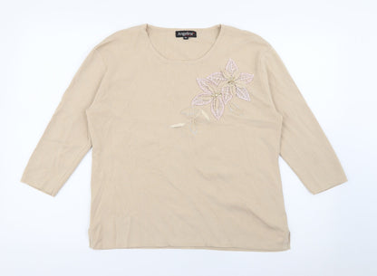 Womens UK Size M Angelina Beige Pullover Jumper