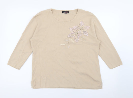 Womens UK Size M Angelina Beige Pullover Jumper
