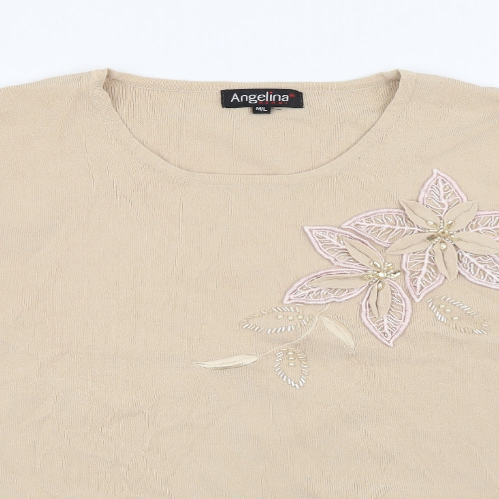Womens UK Size M Angelina Beige Pullover Jumper