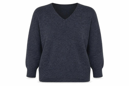 H&M Womens Blue V-Neck  Acrylic Pullover Jumper Size S