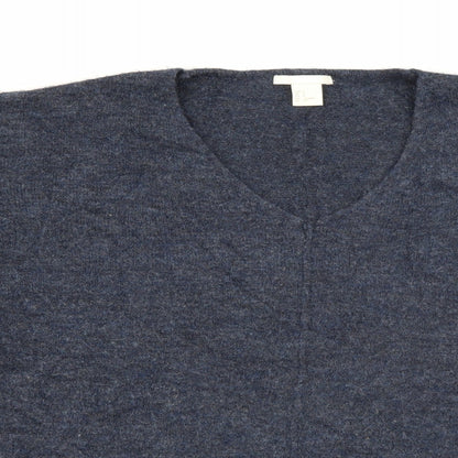 H&M Womens Blue V-Neck  Acrylic Pullover Jumper Size S