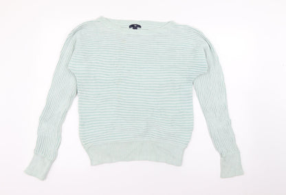 Gap Womens Green Scoop Neck  Cotton Pullover Jumper Size S
