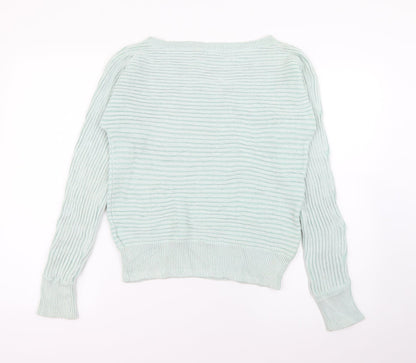Gap Womens Green Scoop Neck  Cotton Pullover Jumper Size S