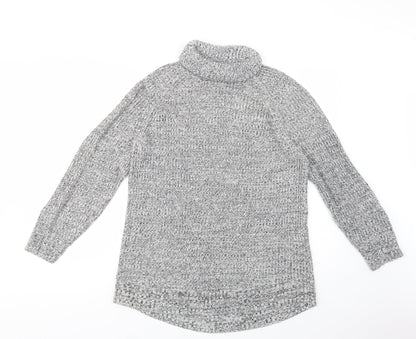 H&M Womens Grey Roll Neck  Cotton Tunic Jumper Size S