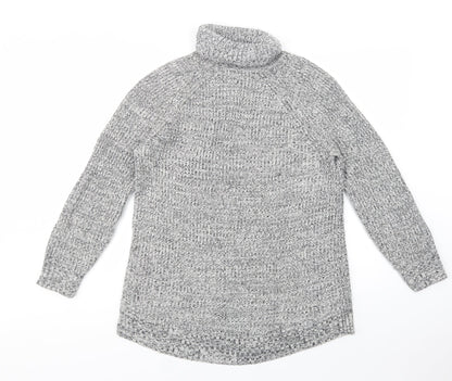 H&M Womens Grey Roll Neck  Cotton Tunic Jumper Size S