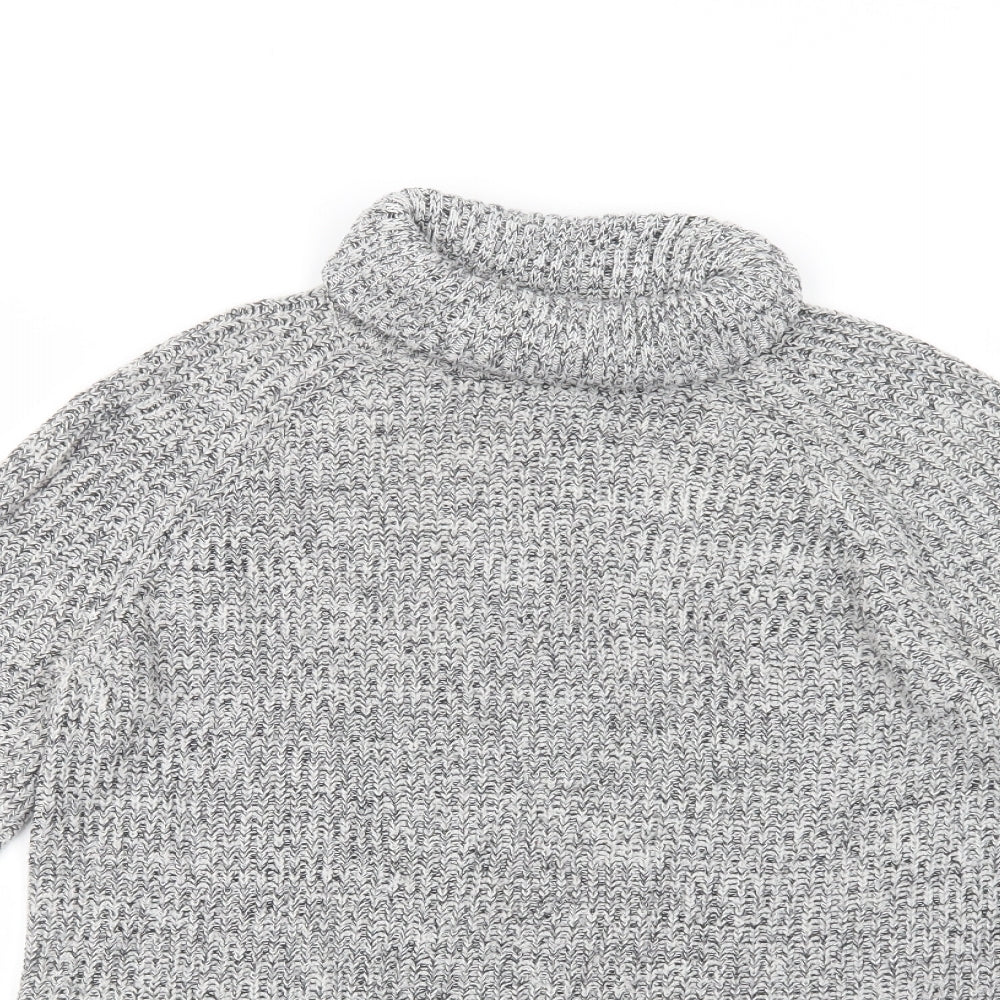 H&M Womens Grey Roll Neck  Cotton Tunic Jumper Size S