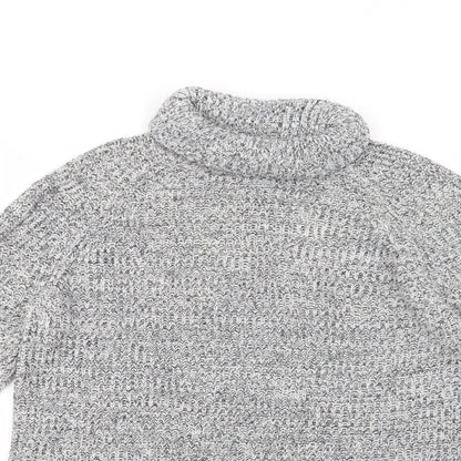 H&M Womens Grey Roll Neck  Cotton Tunic Jumper Size S