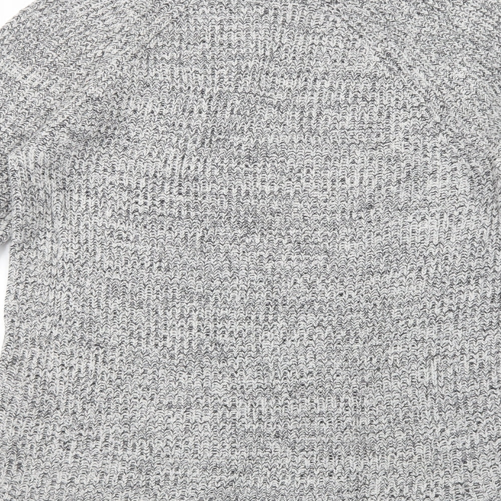 H&M Womens Grey Roll Neck  Cotton Tunic Jumper Size S