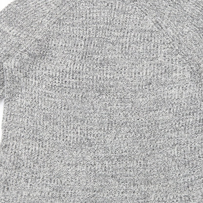H&M Womens Grey Roll Neck  Cotton Tunic Jumper Size S