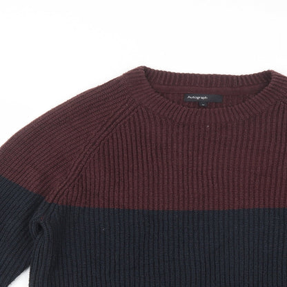 Autograph Mens Beige Crew Neck  Acrylic Pullover Jumper Size M