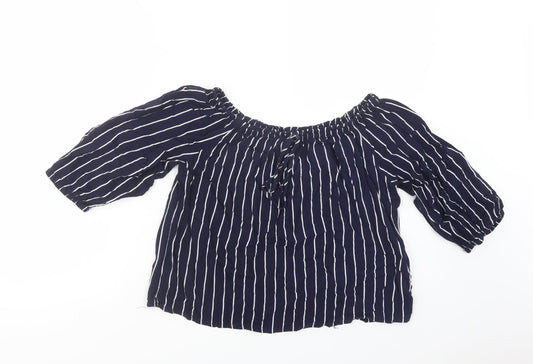Womens UK Size 8 New Look Blue Basic Blouse