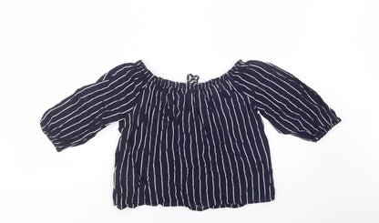 Womens UK Size 8 New Look Blue Basic Blouse