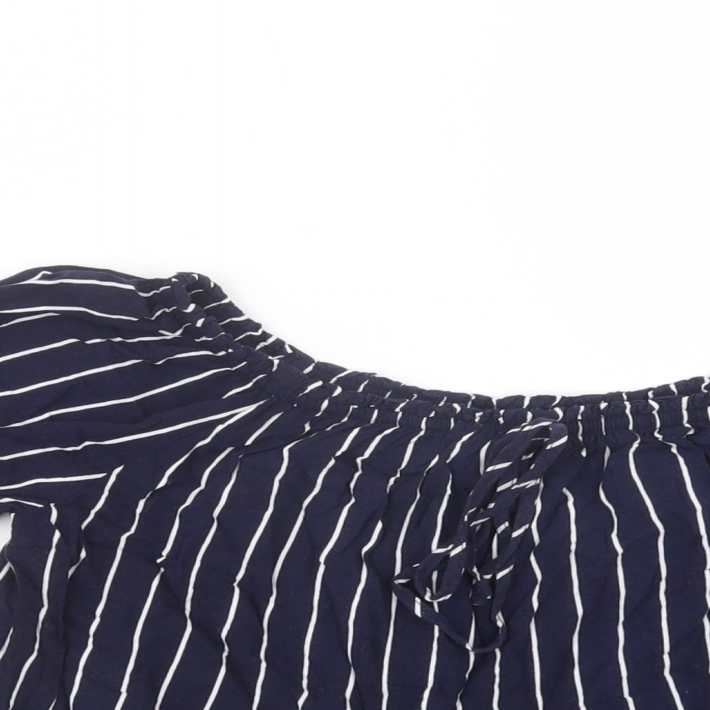 Womens UK Size 8 New Look Blue Basic Blouse