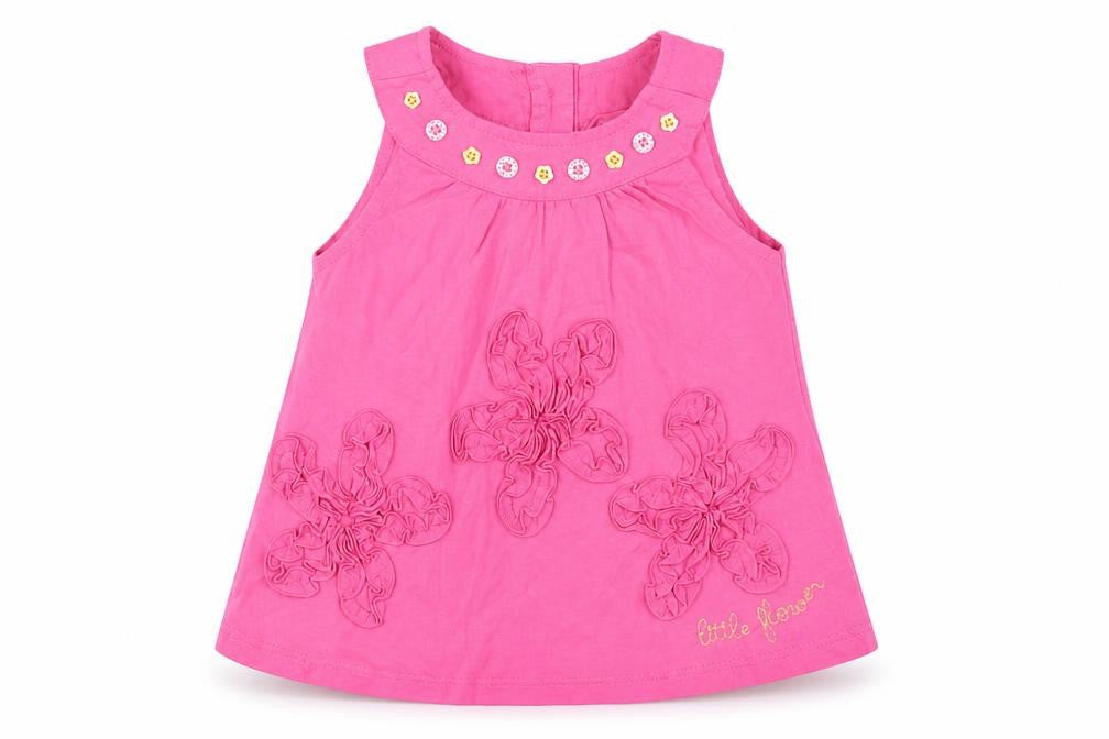 Front view of Dunnes Baby Pink Cotton Tunic Tank, size 6-9, Months Crew Neck Button