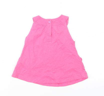 Dunnes Stores Baby Pink  Cotton Tunic Tank Size 6-9 Months Crew Neck Button