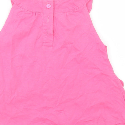 Dunnes Stores Baby Pink  Cotton Tunic Tank Size 6-9 Months Crew Neck Button