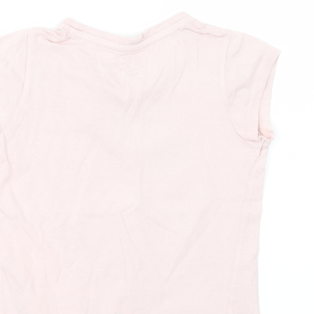 Young Style Girls Pink  Cotton Pullover T-Shirt Size 5-6 Years Crew Neck Pullover - Pineapple