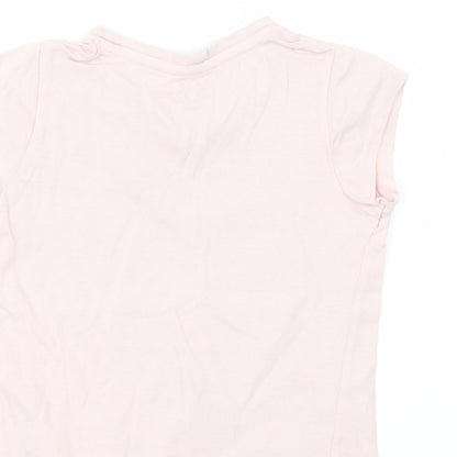 Young Style Girls Pink  Cotton Pullover T-Shirt Size 5-6 Years Crew Neck Pullover - Pineapple